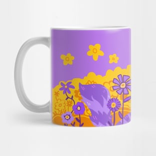 Smiling Purple Cat in Flowers Mug